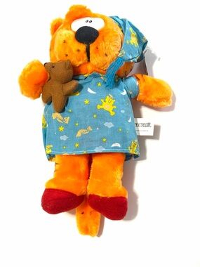 Vintage Heathcliff Plush Orange Bear in Blue Star Pajamas - Kids Toy